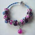 Sterling silver/murano bead European bracelet #042