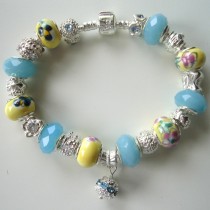 Sterling silver/murano bead European bracelet #080