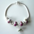 Sterling silver/murano bead European bracelet #081