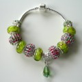 Sterling silver/murano bead European bracelet #082