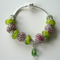 Sterling silver/murano bead European bracelet #082