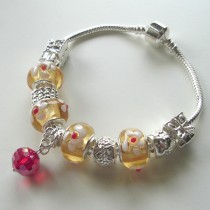 Sterling silver/murano bead European bracelet #083