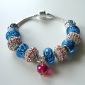 Sterling silver/murano bead European bracelet #084