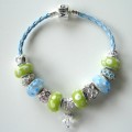 Sterling silver/murano bead European bracelet #085