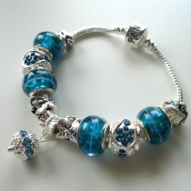 Sterling silver/murano bead European bracelet #086