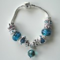 Sterling silver/murano bead European bracelet #042
