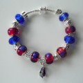 Sterling silver/murano bead European bracelet #042