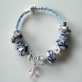 Sterling silver/murano bead European bracelet #089