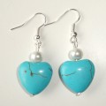 Turquoise hearts earrings #1000