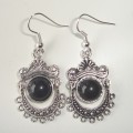 Black jade earrings #1005