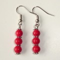 Red coral earrings #1007