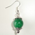 Green jade earrings #1009