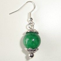 Green jade earrings #1009