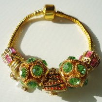 Gold/Swarovski crystals bead European bracelet #128