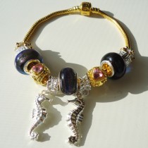 Gold/sterling silver/murano bead European bracelet #130