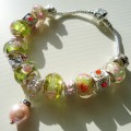 Sterling silver/murano bead European bracelet #131