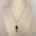 Natural gemstone and sterling silver necklace #00001