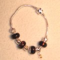 Sterling silver/murano bead European bracelet #016