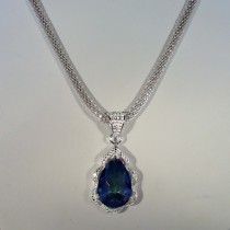 Natural gemstone and sterling silver necklace #00011