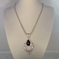 Natural gemstone and sterling silver necklace #00014
