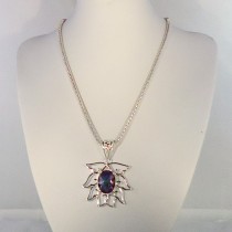Natural gemstone and sterling silver necklace #00012