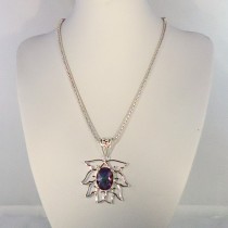 Natural gemstone and sterling silver necklace #00012