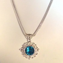 Natural gemstone and sterling silver necklace #00009